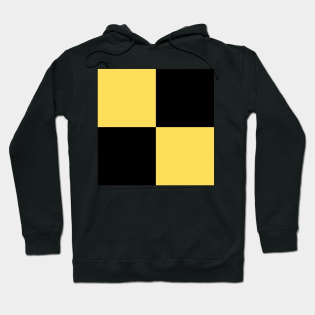 Black and yellow bold square geometric block shape pattern Hoodie by DesignIndex